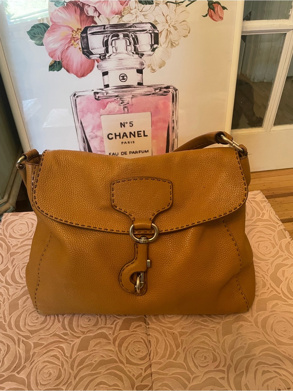 Prada Leather Shoulder Bag in Saddle Brown - Women's Crossbody
